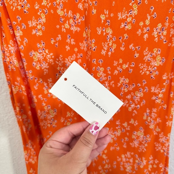 Faithfull The Brand Acacia Full Length Maxi Dress in Audrey Floral Orange Size 2 - Picture 7 of 9